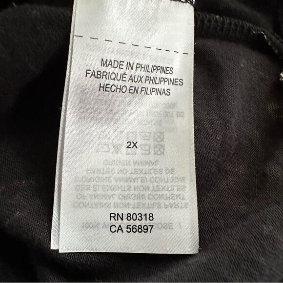 Lucky Brand Boho Tunic Blouse 3/4 Sleeve Keyhole Neck Black/Tan Women’s 2X - Picture 6 of 7